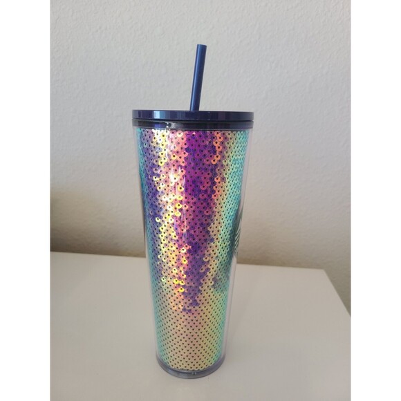 Starbucks 2020 Holiday Purple Iridescent Sequin Tumbler - 24oz Venti Cold Cup - Picture 3 of 4
